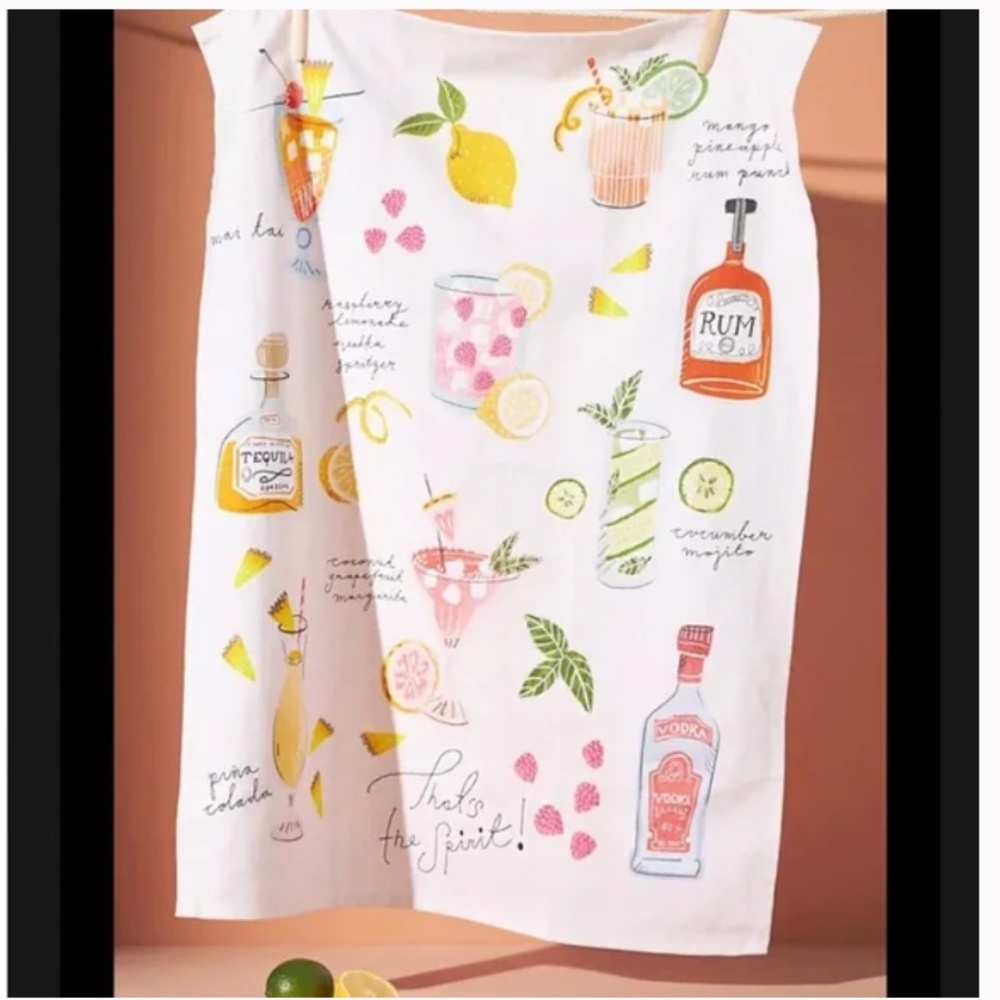 That's The Spirit Alcohol Rum Party Tequila Vodka Drinks Chic Art Dish Towel